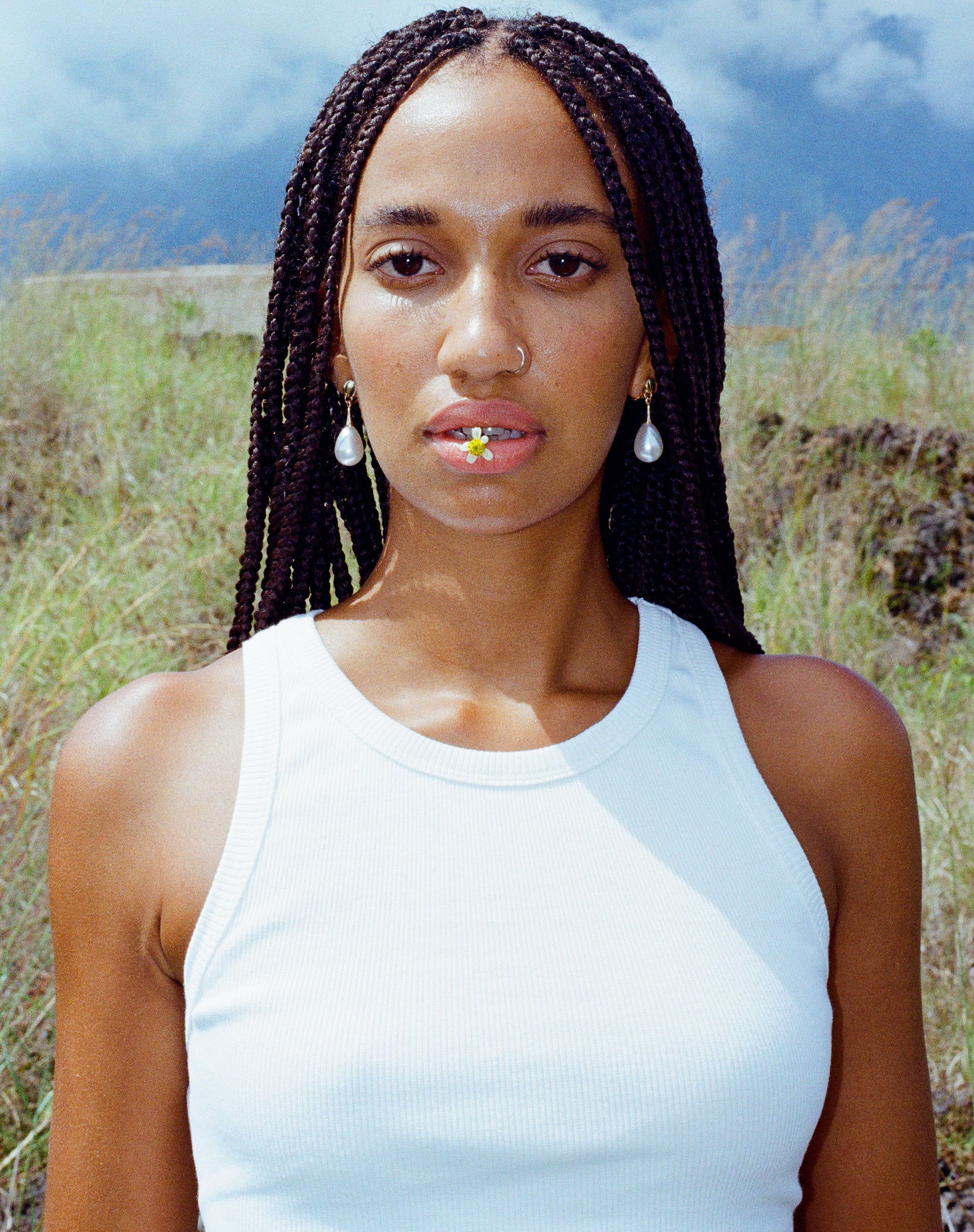 Rave Vest Top in Rib White - Awmao