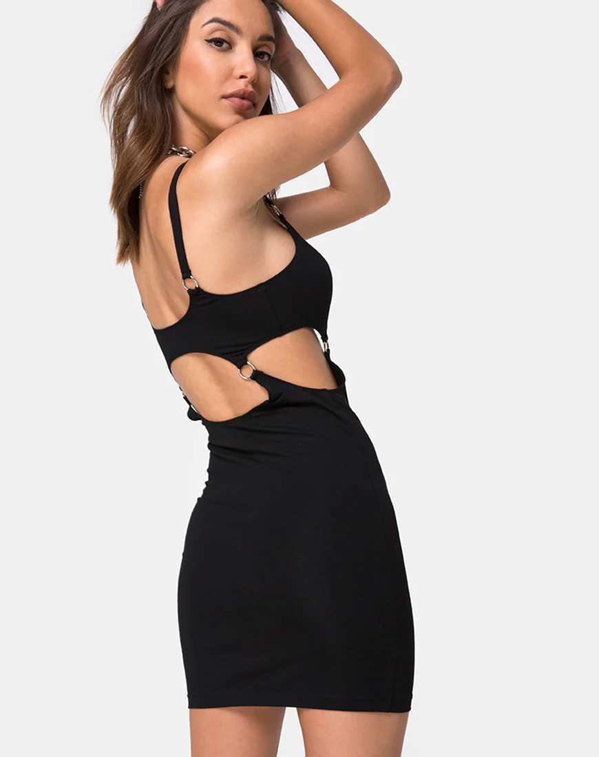 Jezabel Cut Out Dress in Black - Awmao