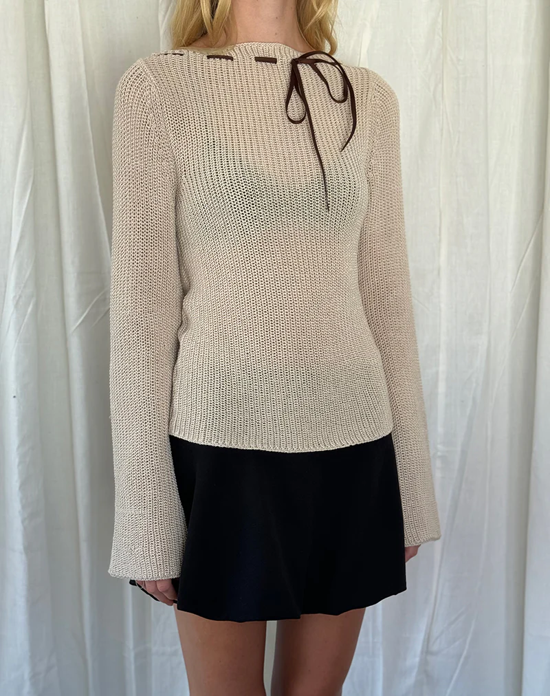 Valorie Knit Jumper in Oat - Awmao