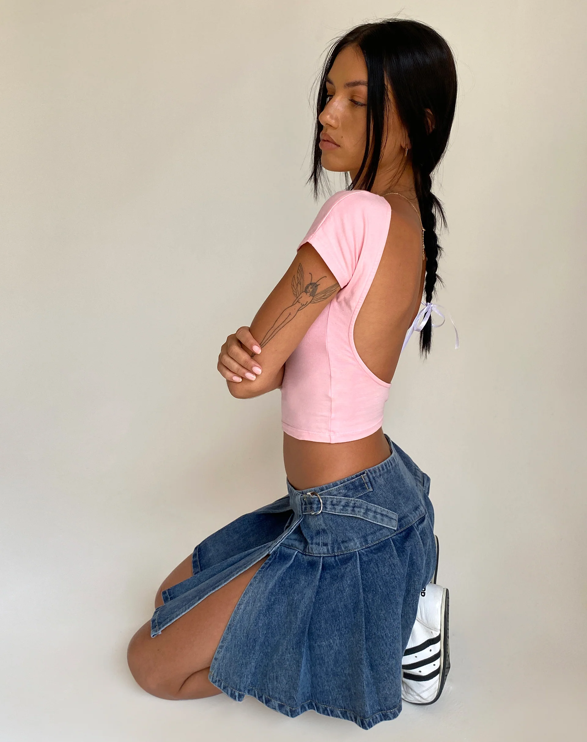 Xiwang Crop Top in Ballet Pink - Awmao