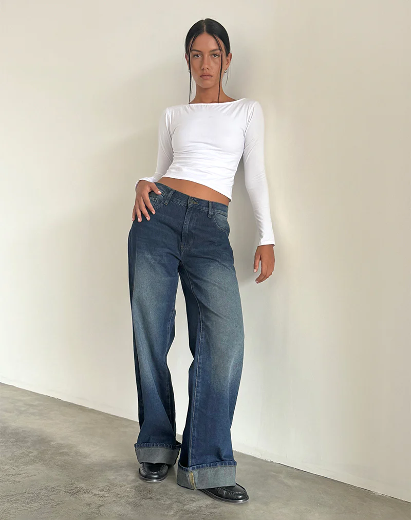 Oversized Dad Low Rise Jeans in Dark Vintage - Awmao