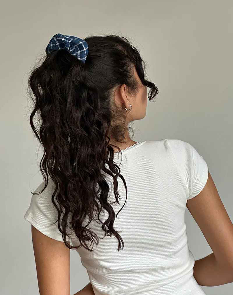 Scrunchie in Navy Tartan - Awmao