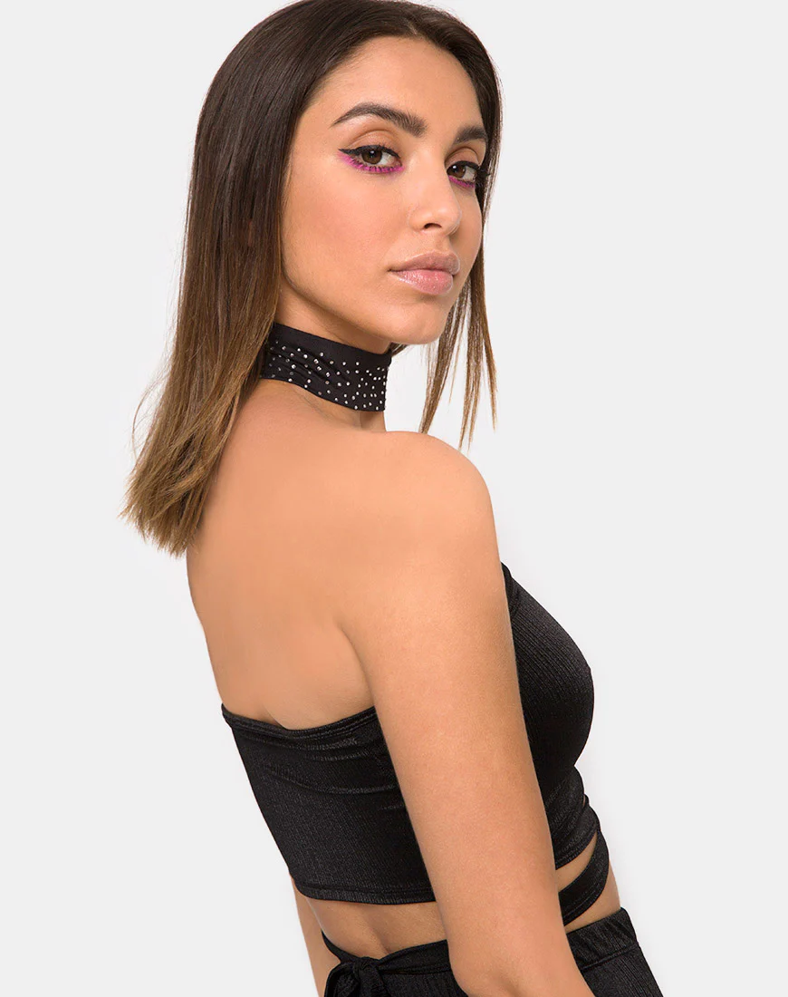 Dorian Criss Cross Tube Top in Black - Awmao