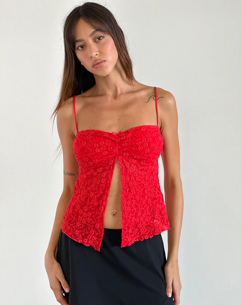 Briony Top in Lace Red - Awmao