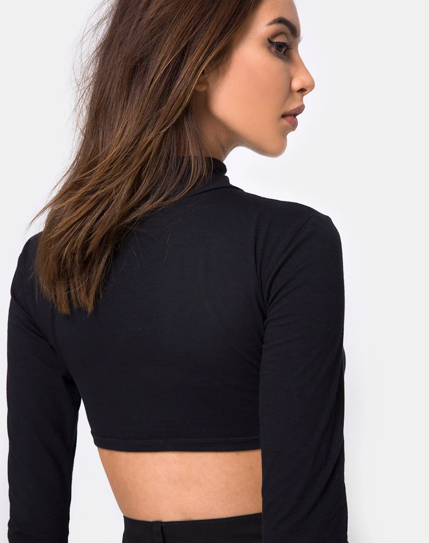 Monec Crop Top in Black Buckle - Awmao