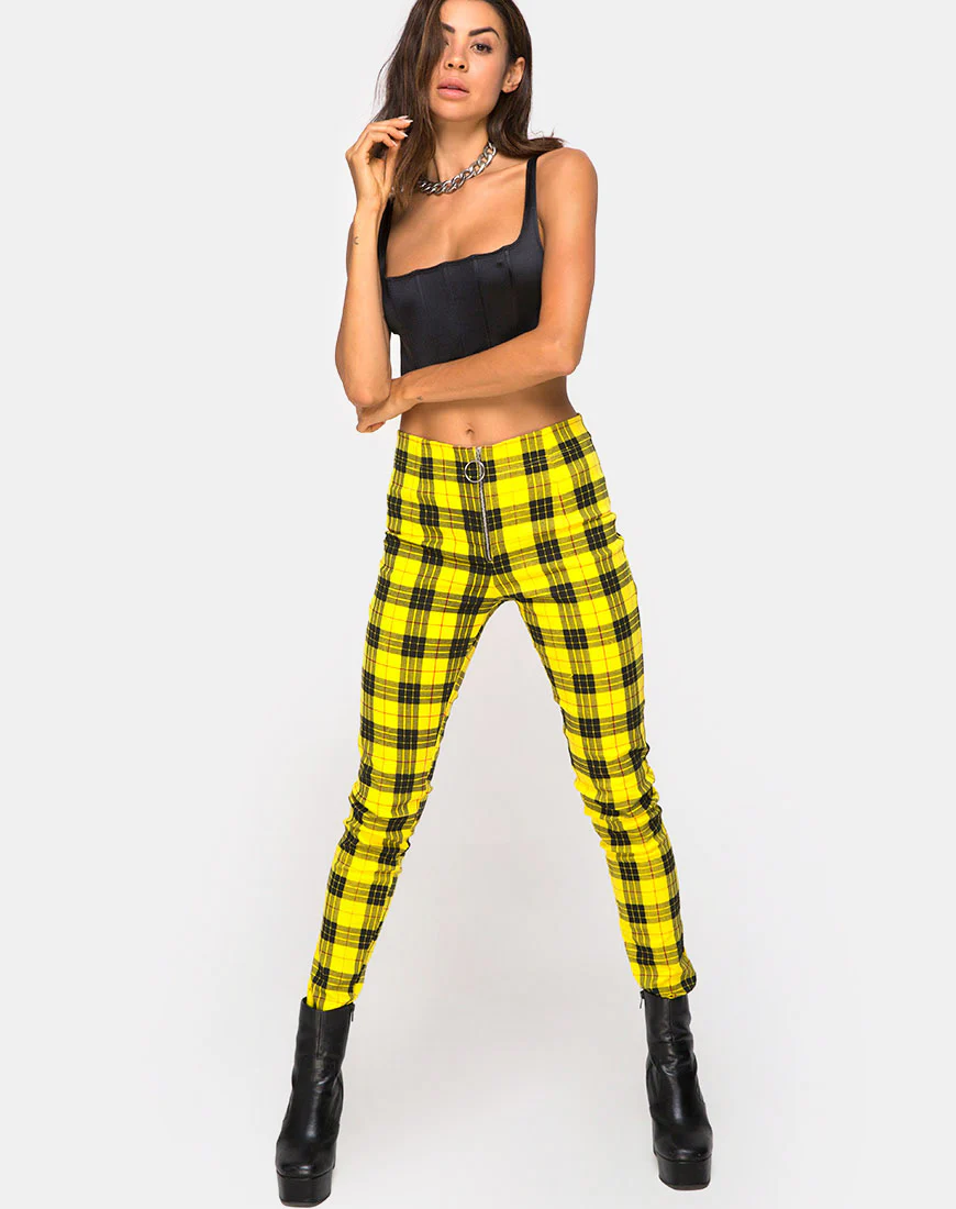 Jolim Tapered Trouser in Winter Plaid Yellow - Awmao