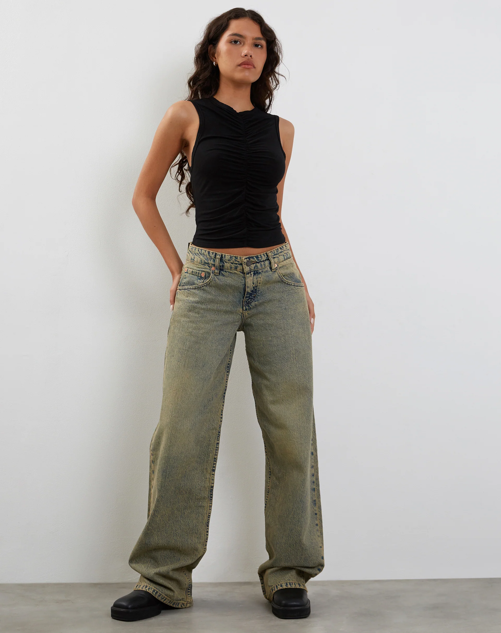 Naoko Ruched Top in Black - Awmao