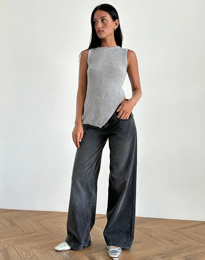 Shartina Tank Top in Grey Knit - Awmao