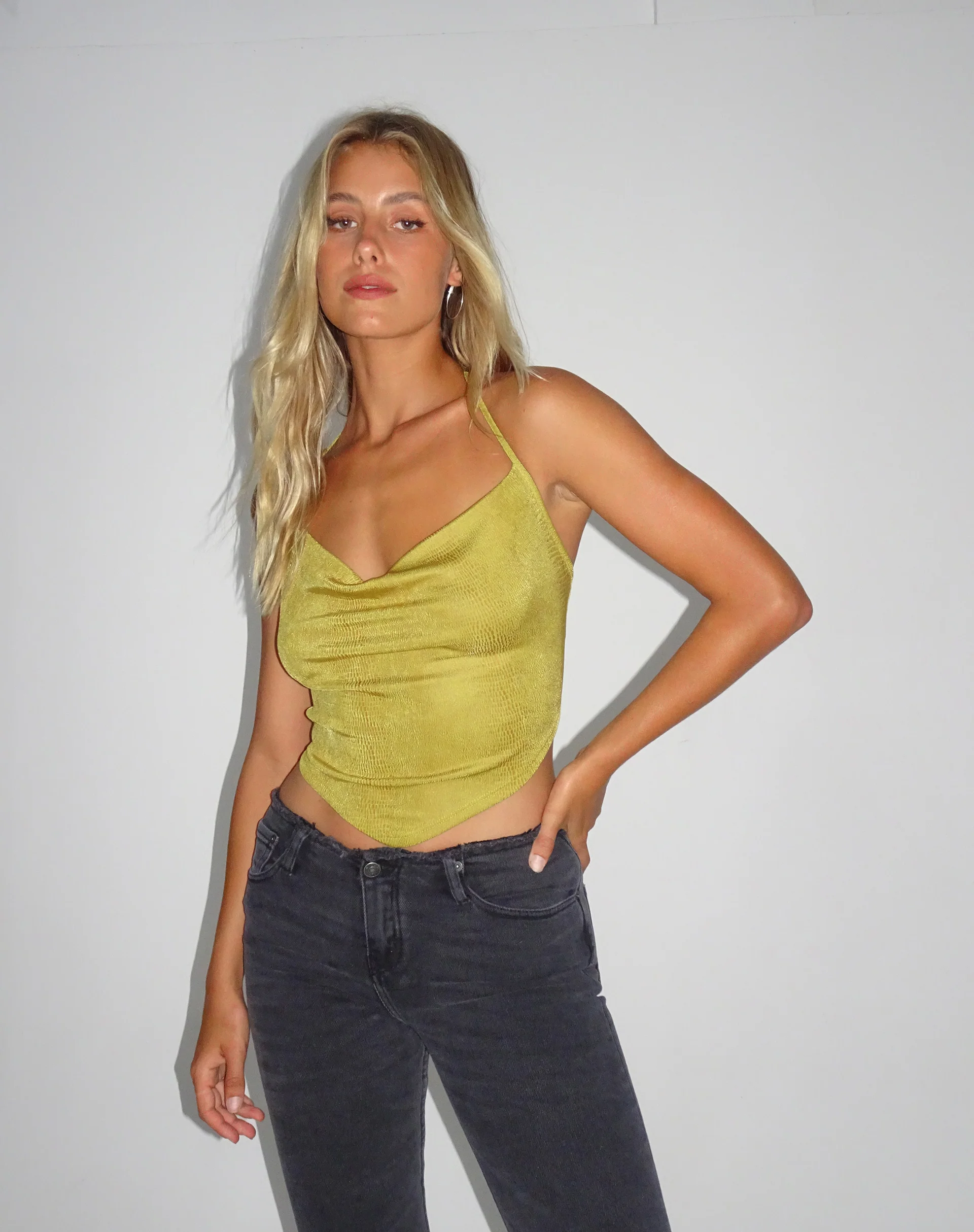 Ketia Crop Top in Green Moss - Awmao