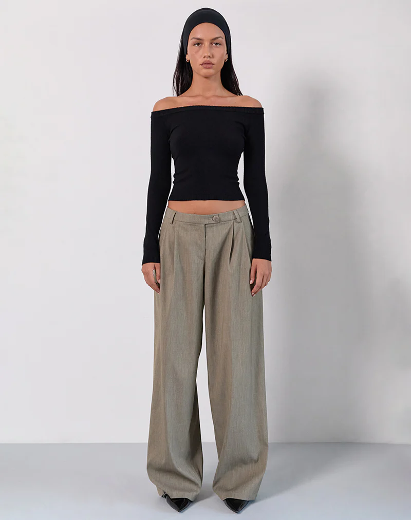 Renie Bardot Top in Black Knit - Awmao