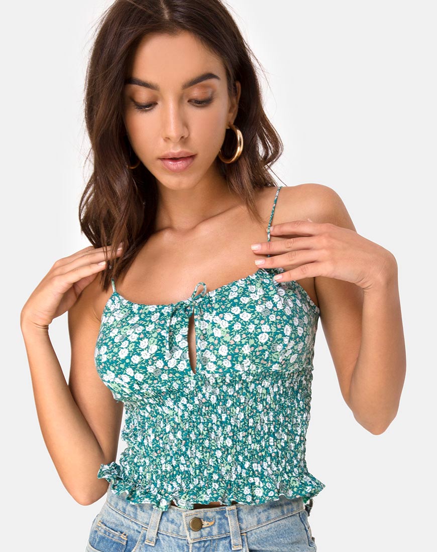 Gemala Cami Top in Floral Field - Awmao