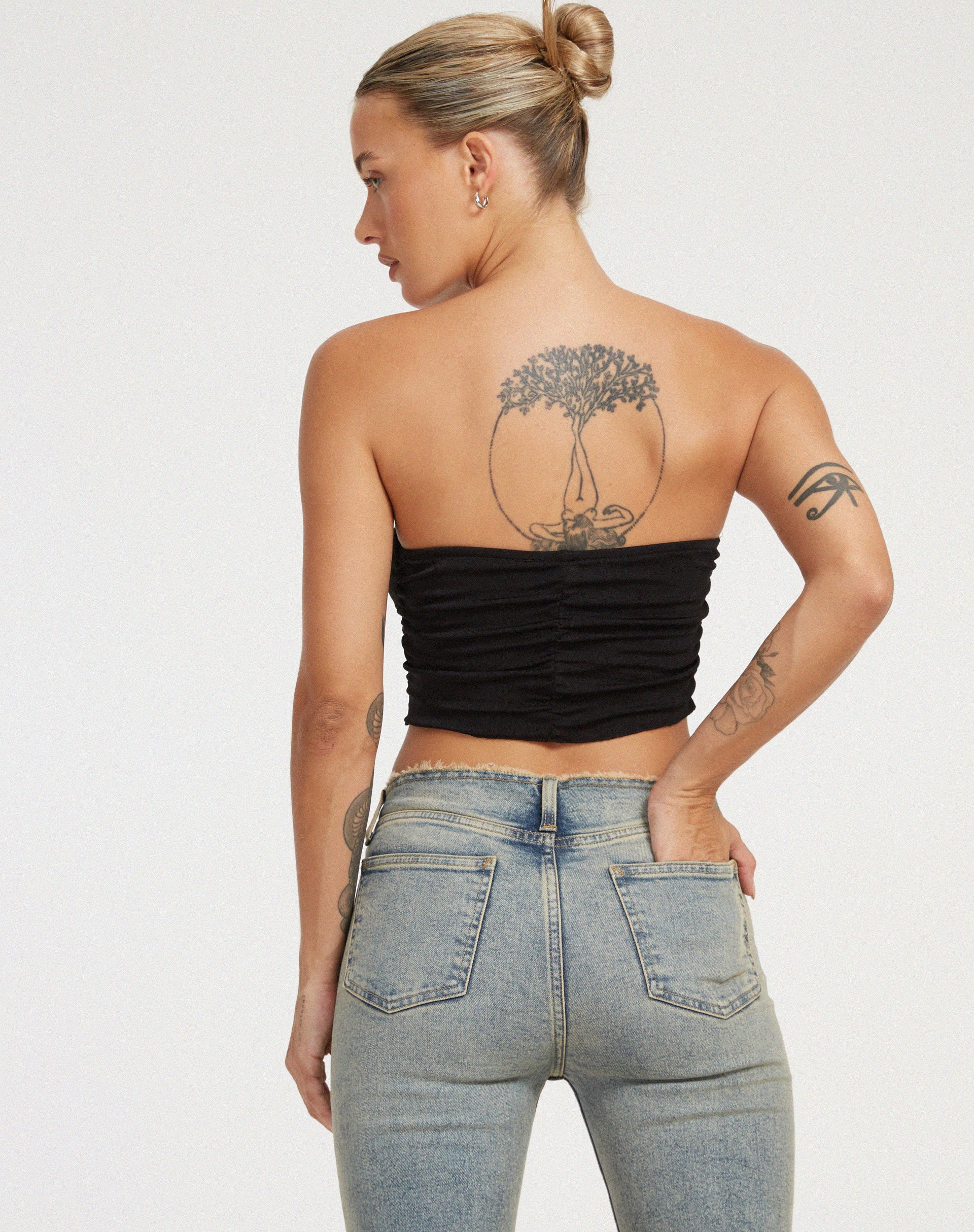 Hankru Bandeau Top in Black - Awmao