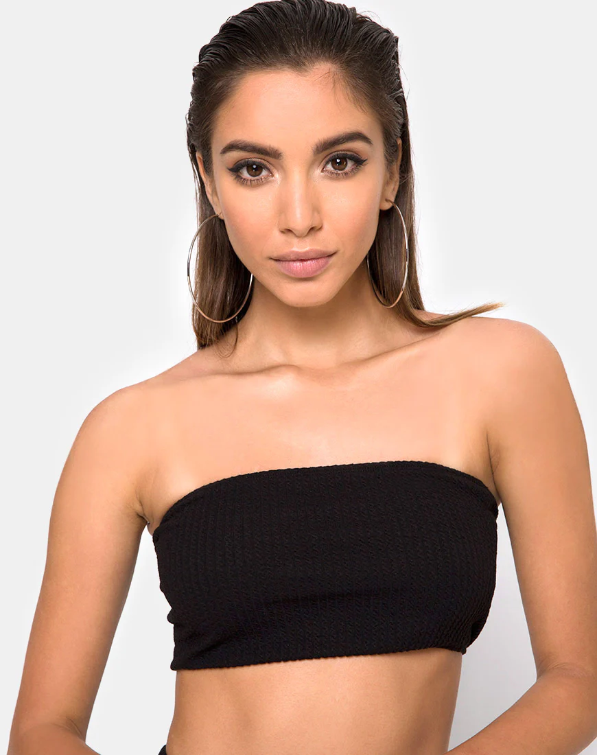 Bomb Tube Top in Black Jumbo Rib - Awmao