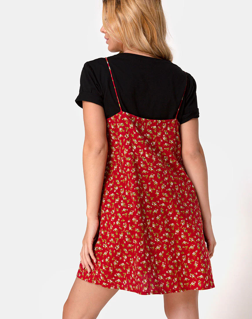 Akina Dress in Falling For You Floral Red - Awmao