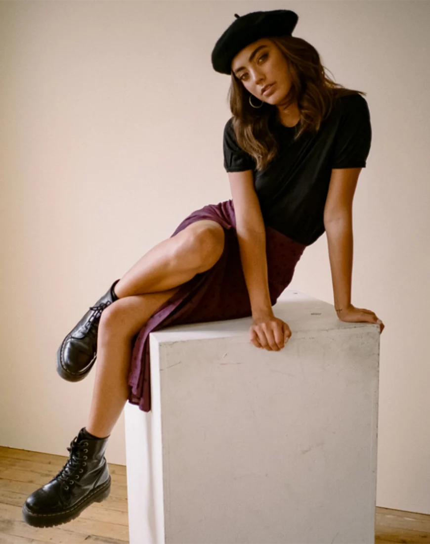 Marni Midi Skirt in Skater Polka Wine - Awmao