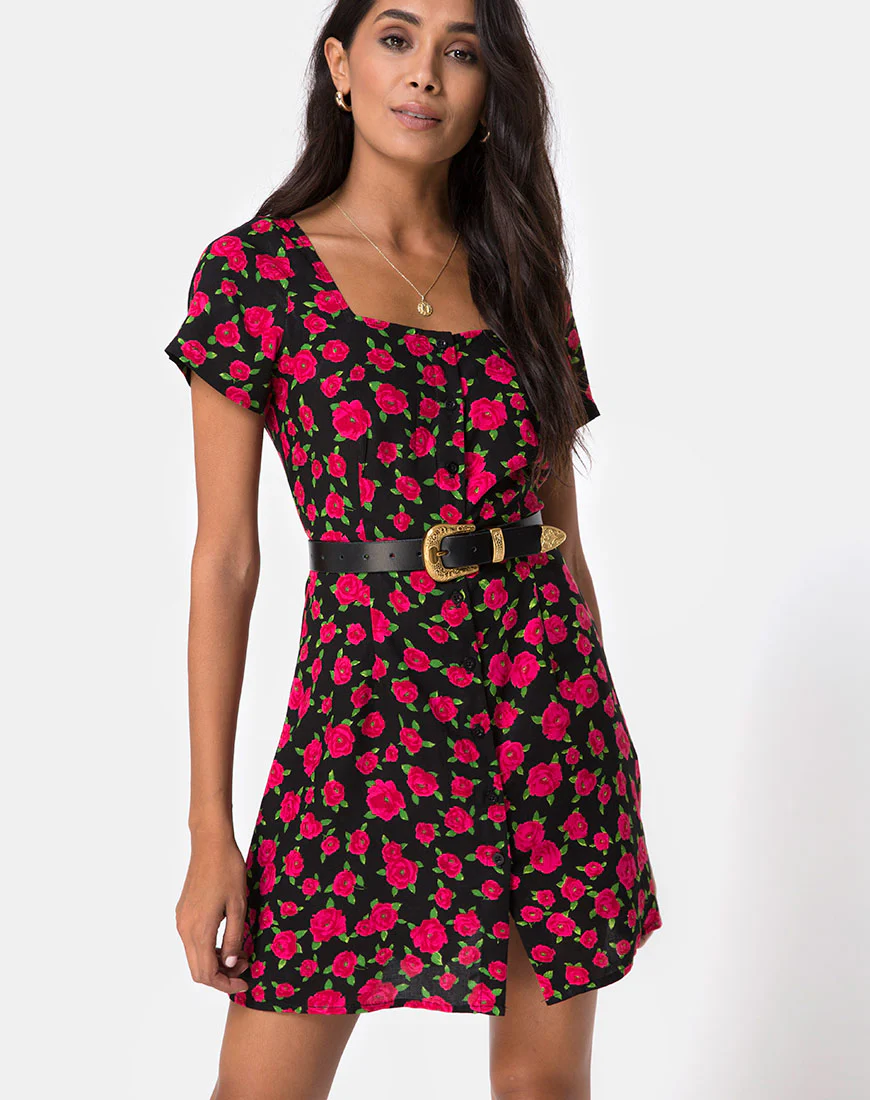 Zavacca Dress in Red Bloom - Awmao