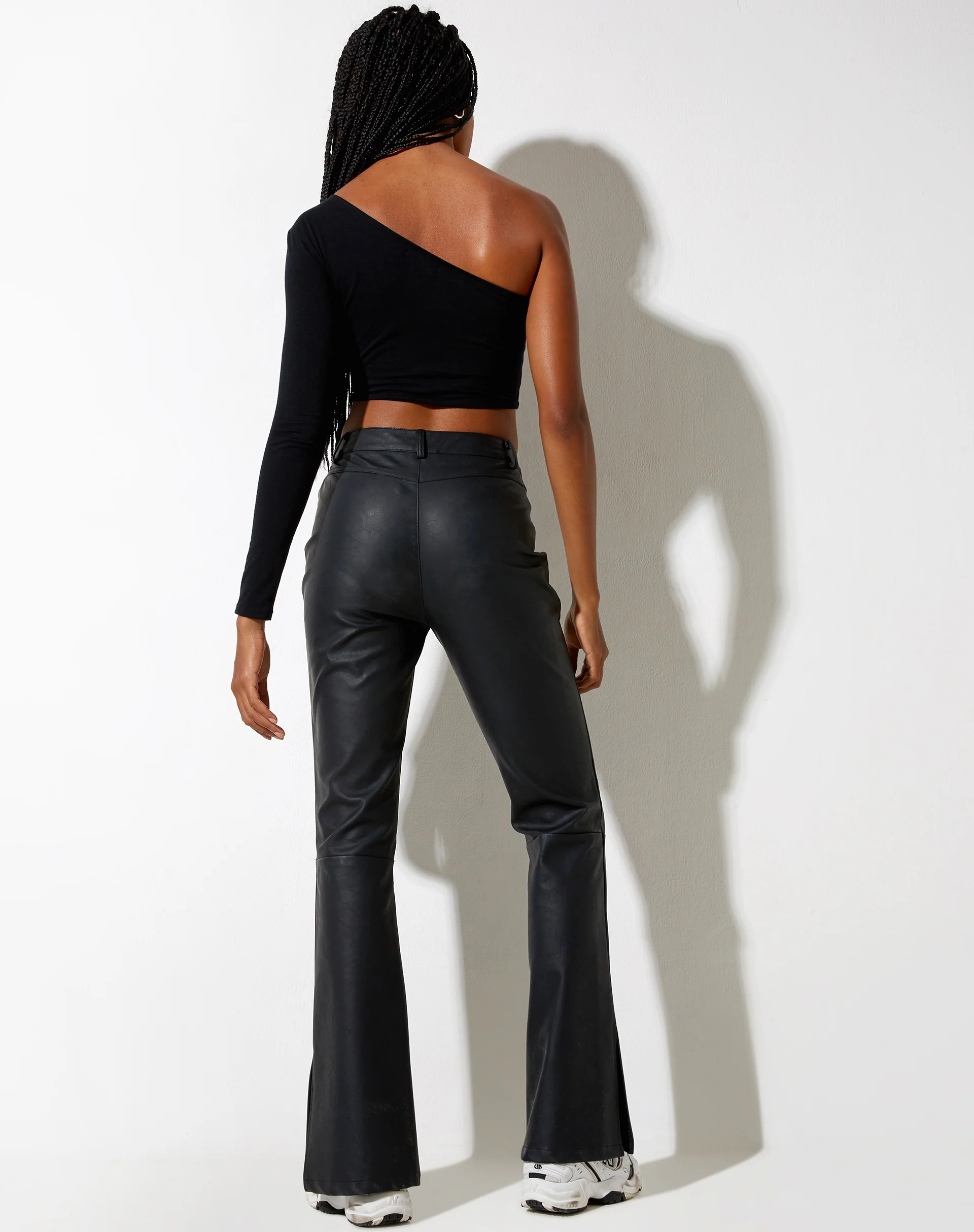Zolen Flare Trouser in Pu Matte Black - Awmao