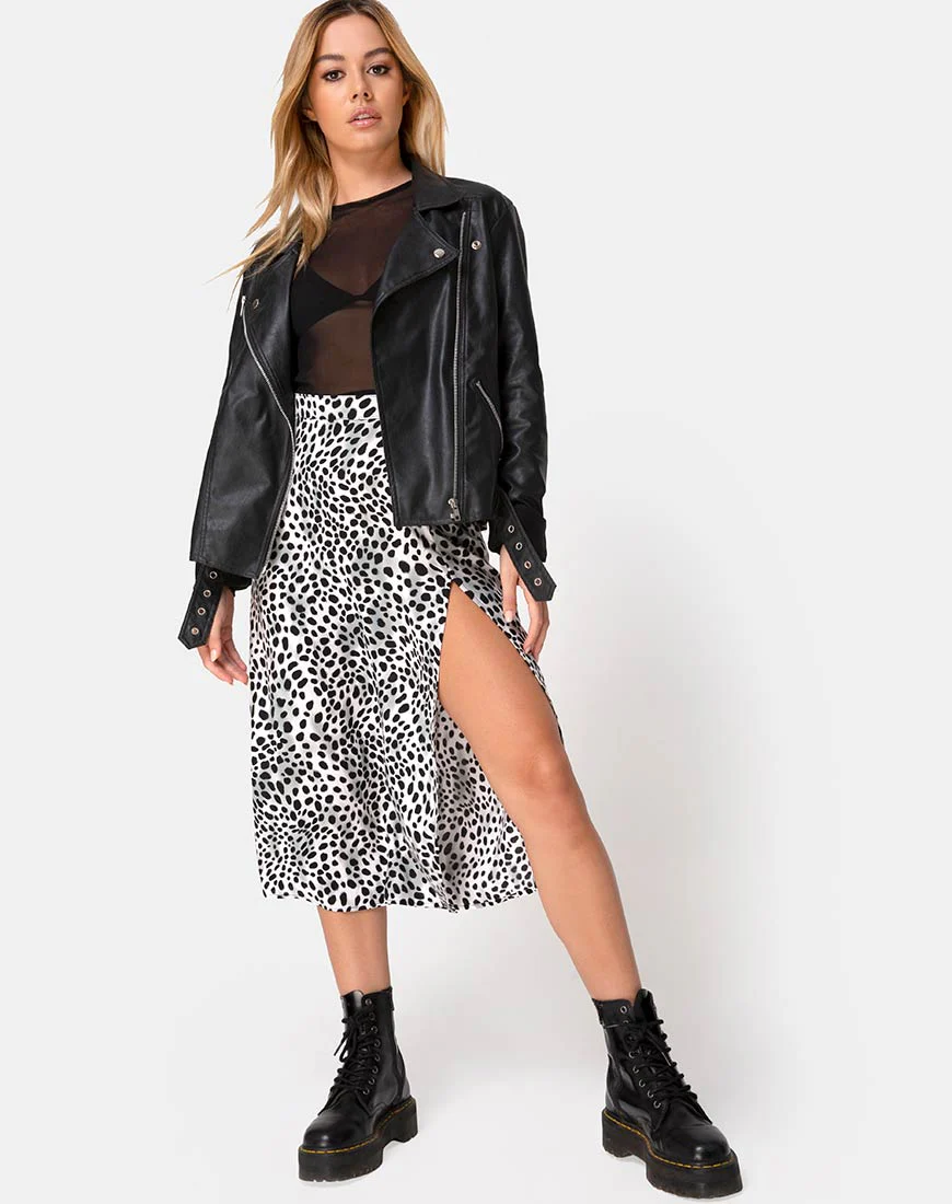 Saika Midi Skirt in Dalmatian - Awmao