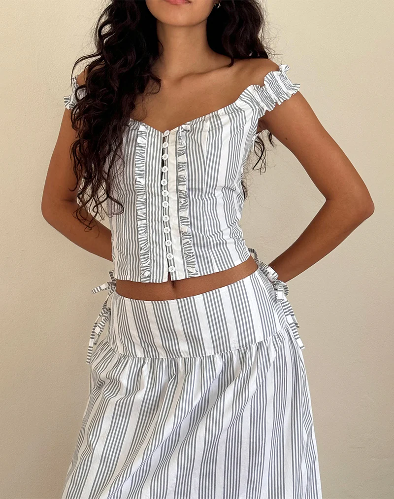 Alderidge Top in Vertical Grey Stripe - Awmao