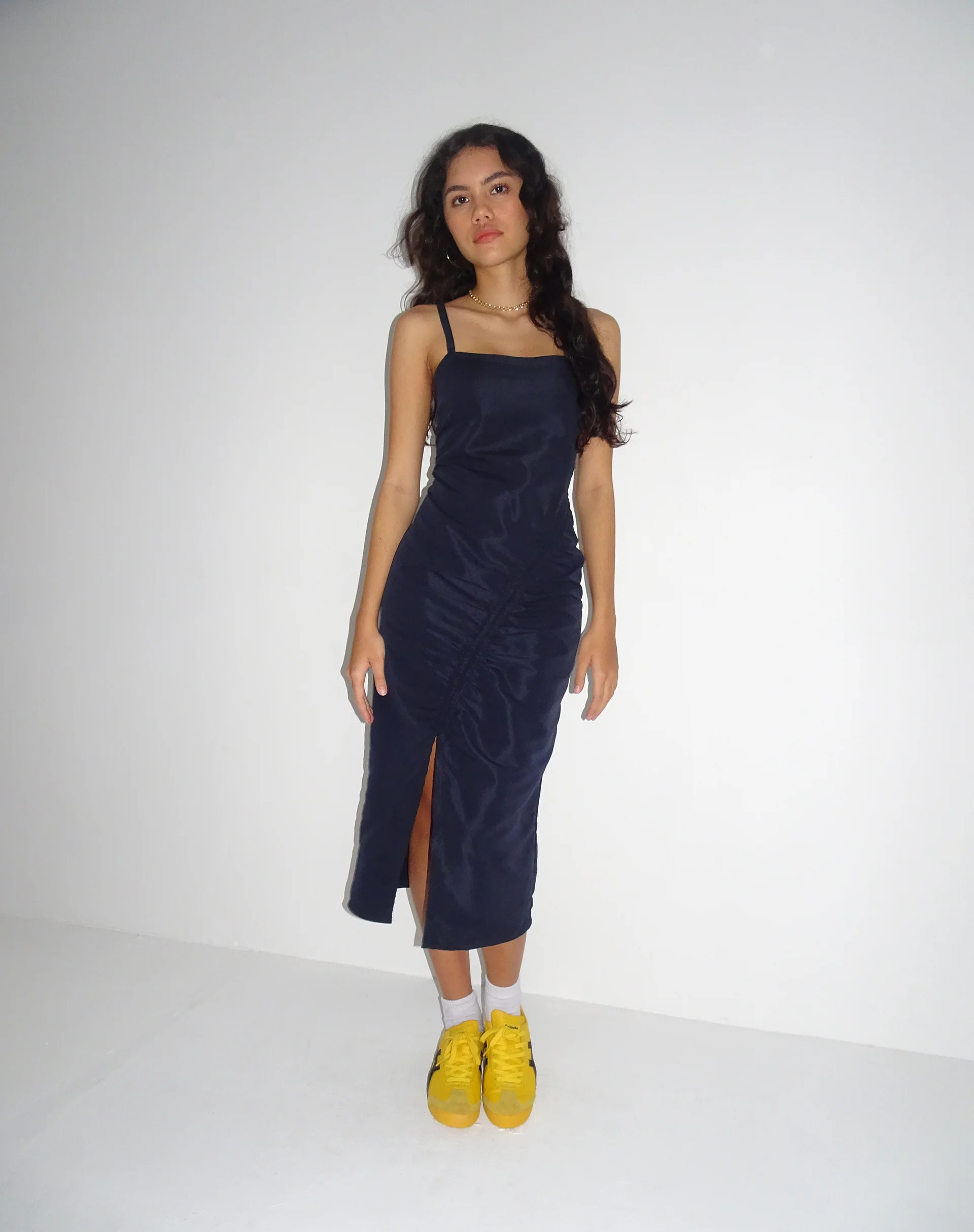 Daisha Midi Dress in Navy - Awmao