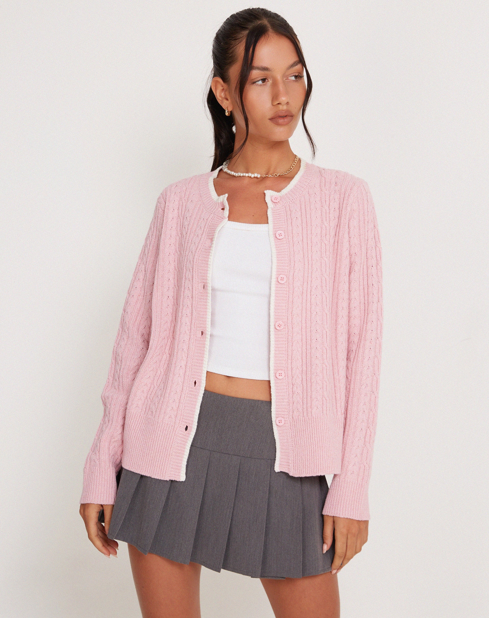 Bavana Cardigan in Pink - Awmao
