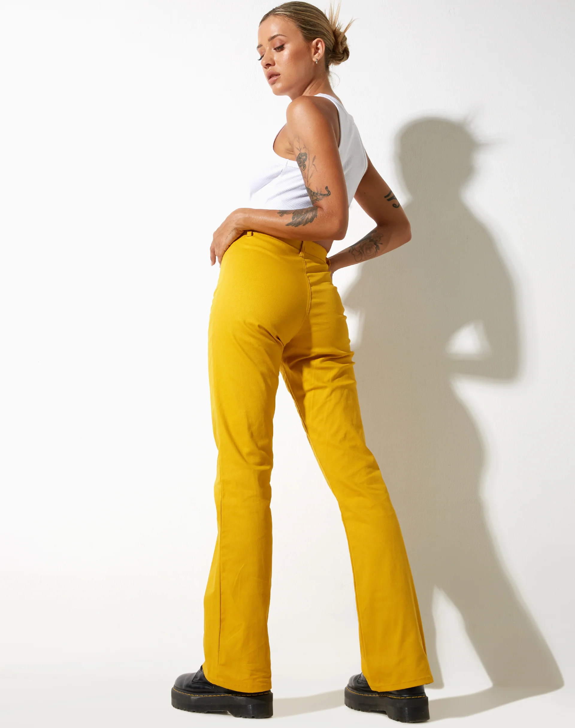 Zoven Flare Trouser in Twill Sulfur Mustard - Awmao