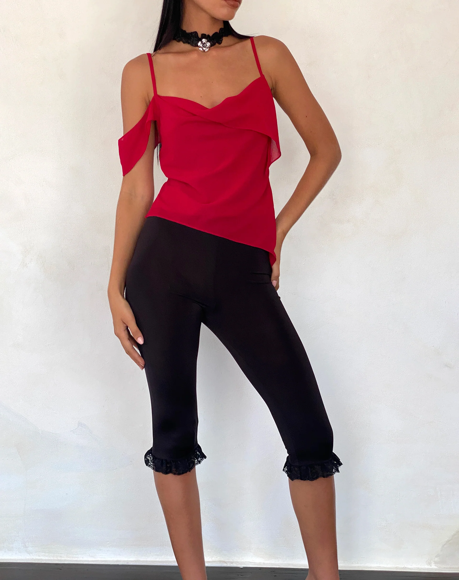 Davila Top in Chiffon Deep Red - Awmao