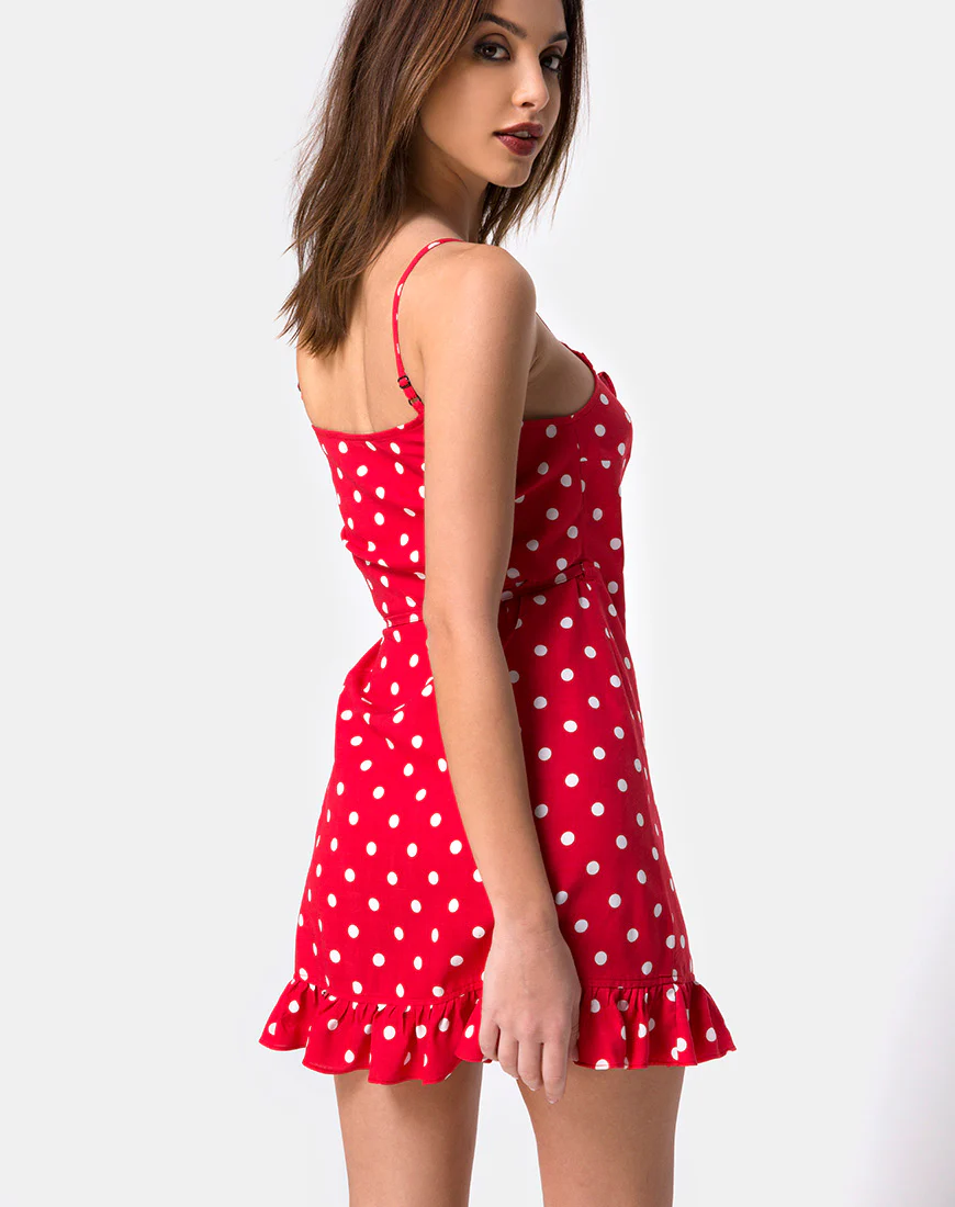 Lasky Dress in Medium Polka Red and White - Awmao