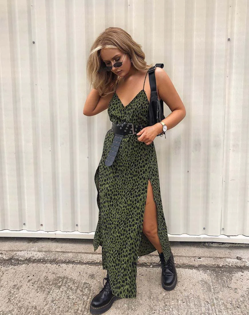 Hime Maxi Dress in Cheetah Khaki - Awmao