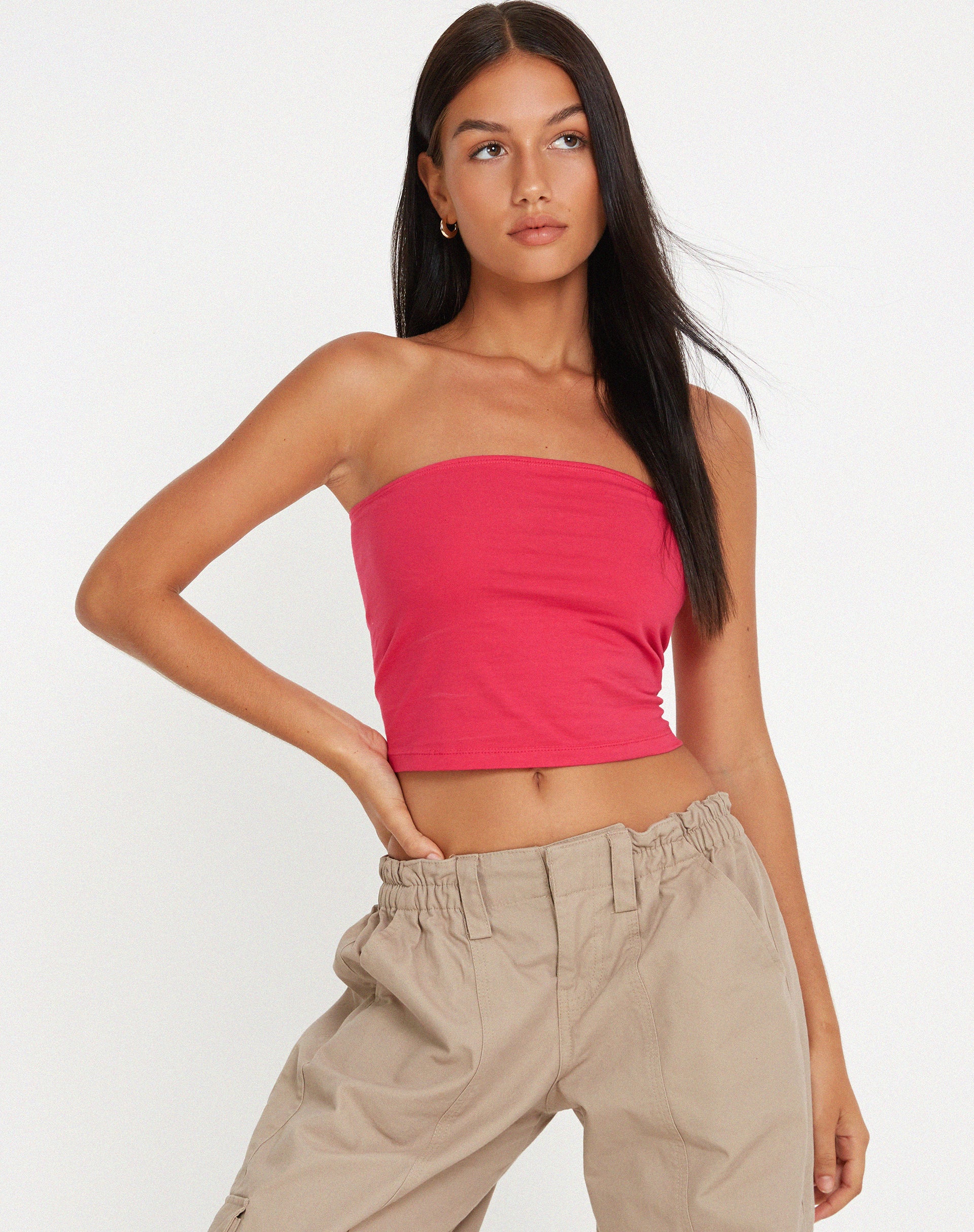 Shae Bandeau Top in Fuschia Pink - Awmao