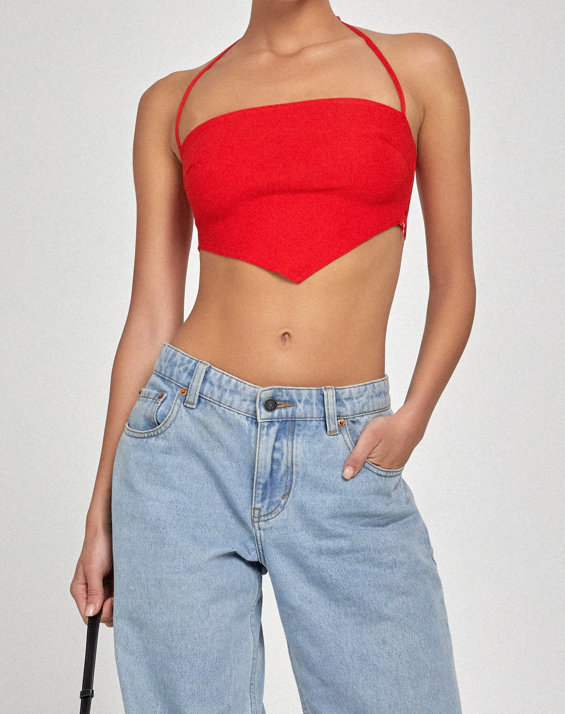 Taina Crop Top in Tailoring Red - Awmao