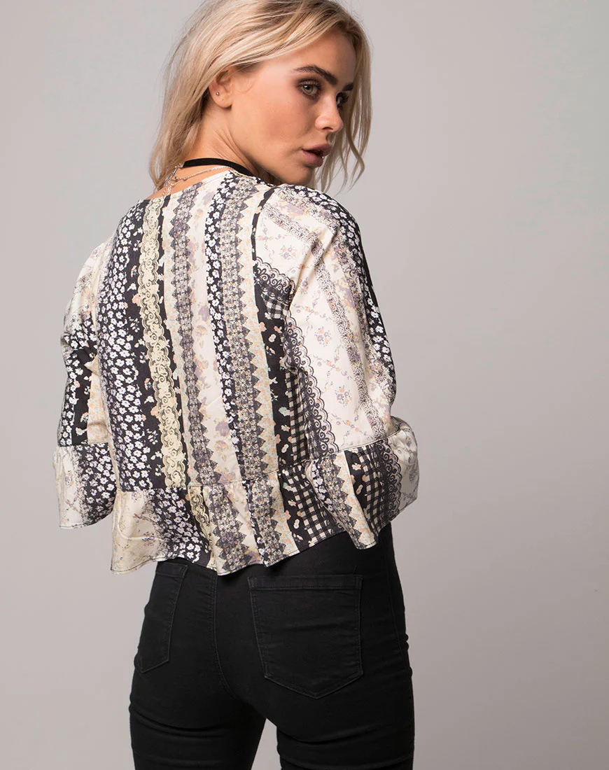 Basel Crop Top in Grunge Lace - Awmao