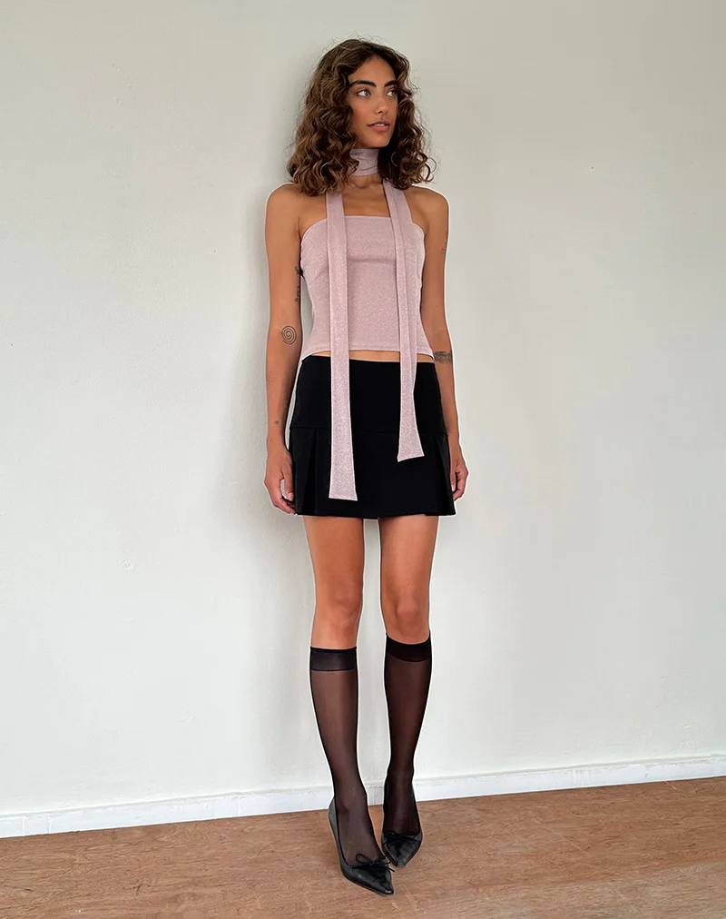 Jeldia Bandeau Top and Scarf Set in Pink Shimmer - Awmao