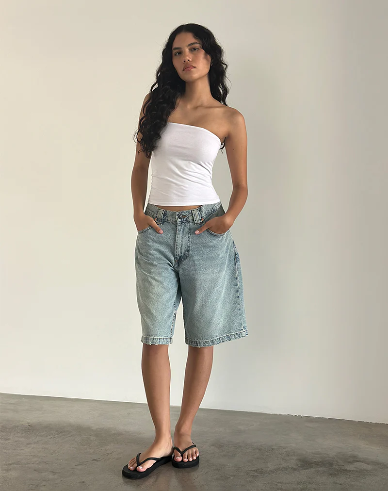 Shaelo Bandeau Top in White - Awmao