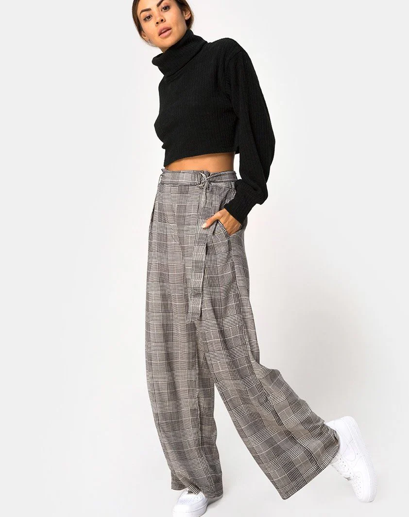 Majustie Highwaist Trouser in Charles Check Grey - Awmao
