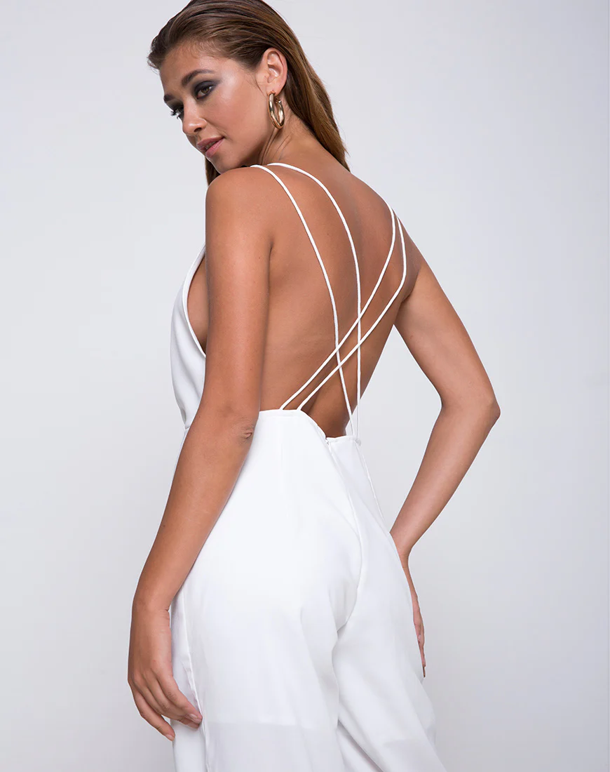 Lorelai Jumpsuit in White - Awmao