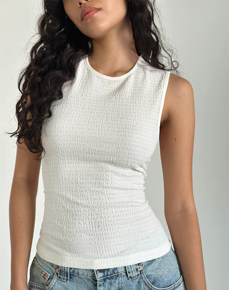 Mohala Top in Crinkle Ivory - Awmao