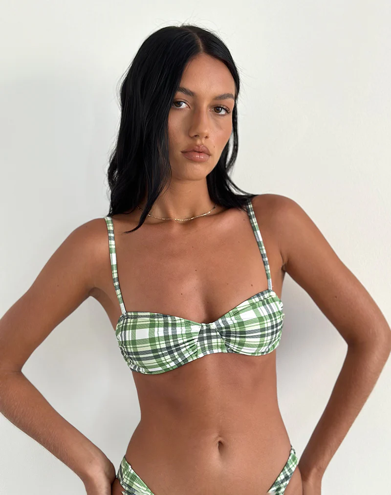 Pali Bikini Top in Green Tartan - Awmao