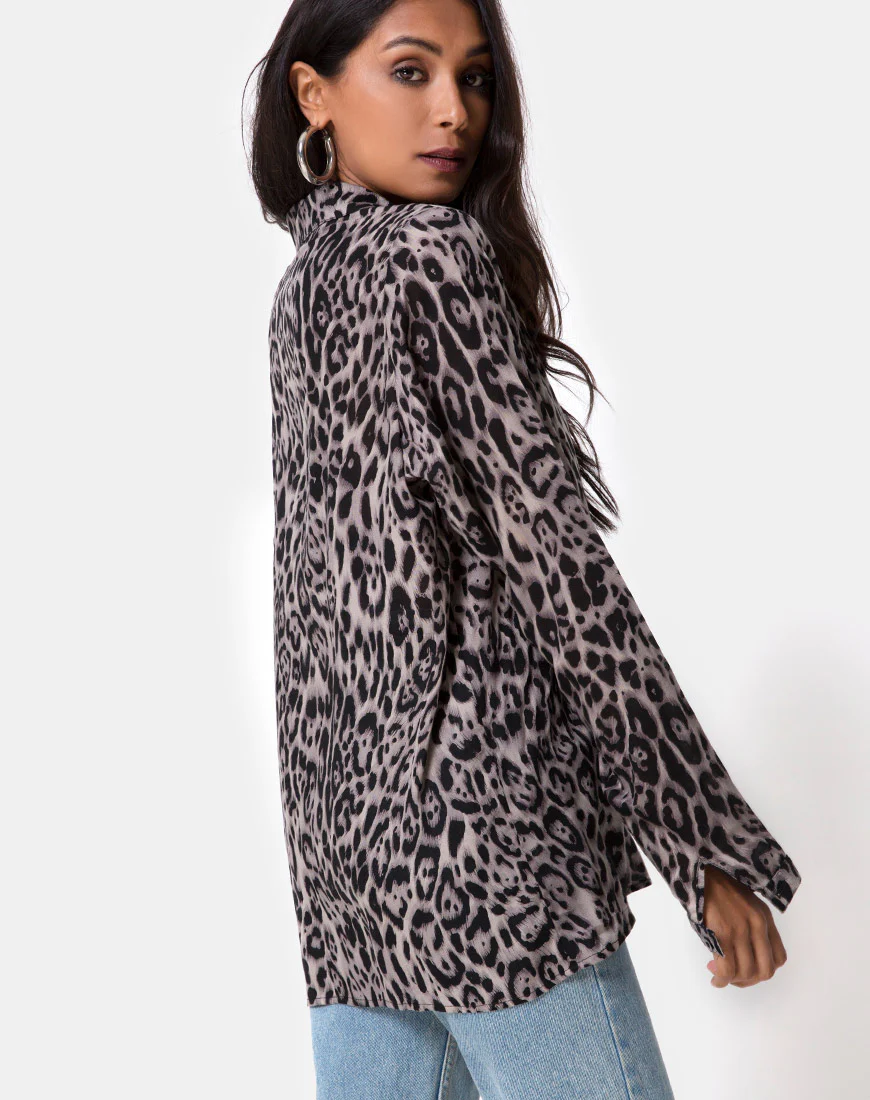 Disam Shirt in Leopard Grey - Awmao
