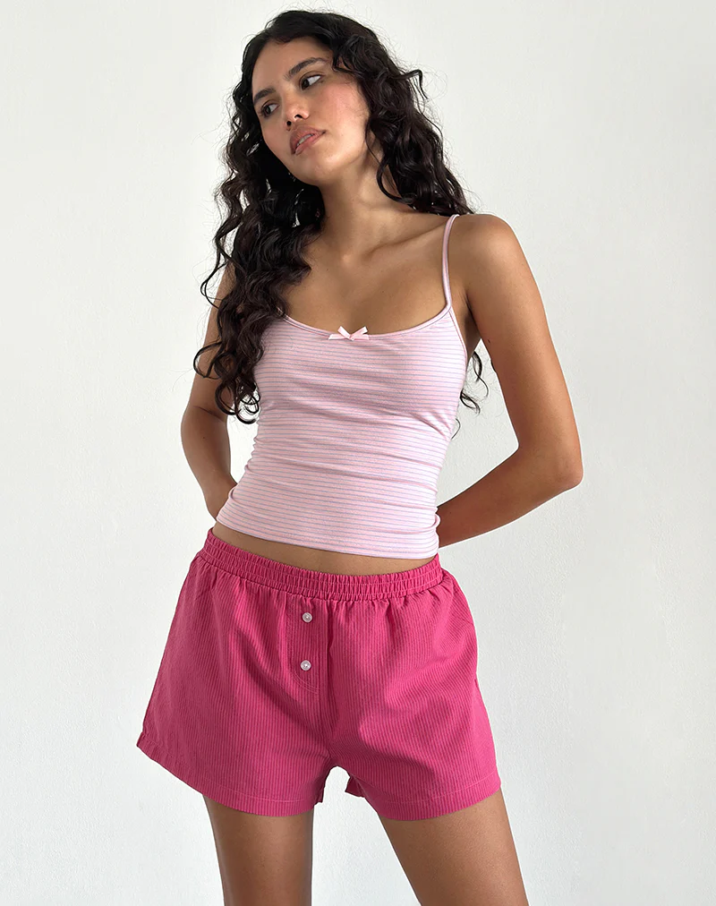 Voir Short in Poplin Red and Pink Stripe - Awmao