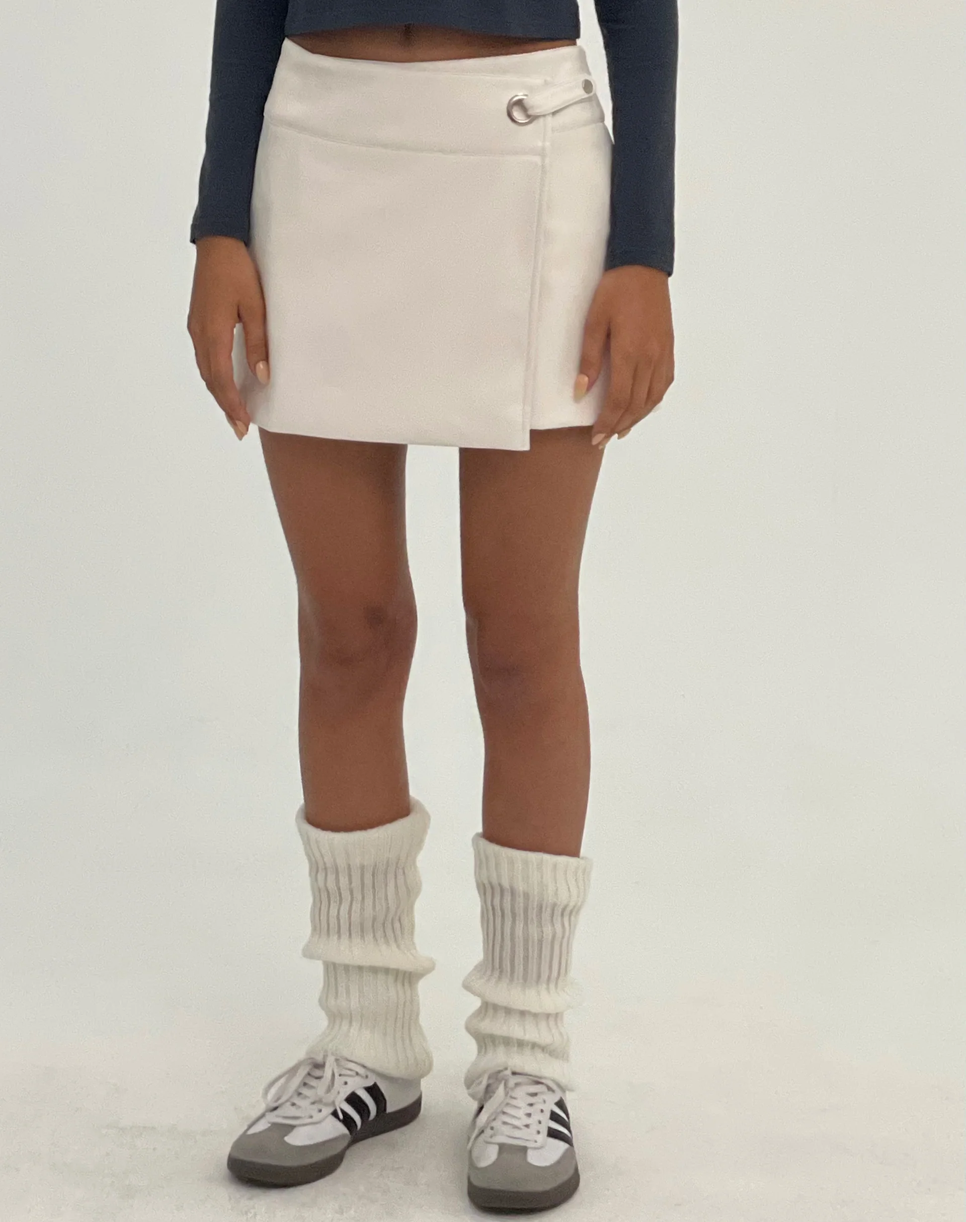 MOTEL X JACQUIE Rolo Mini Skirt in PU Off White - Awmao