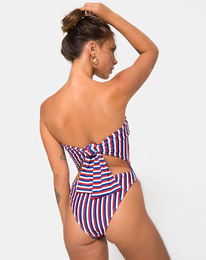 Zolly Cutout Swimsuit in Triple Stripe - Awmao