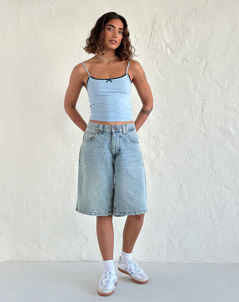 Suna Vest Top in Nantucket Blue with Mineral Blue Trim - Awmao