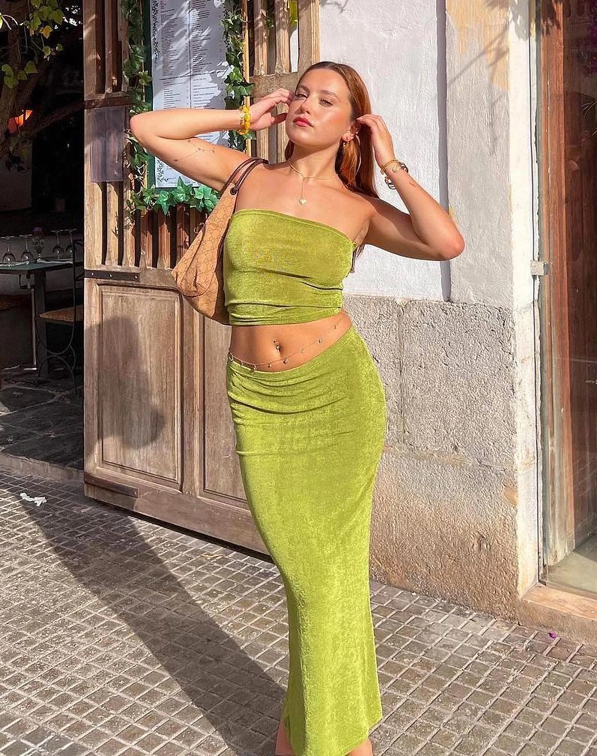 Tulus Maxi Skirt in Lime - Awmao