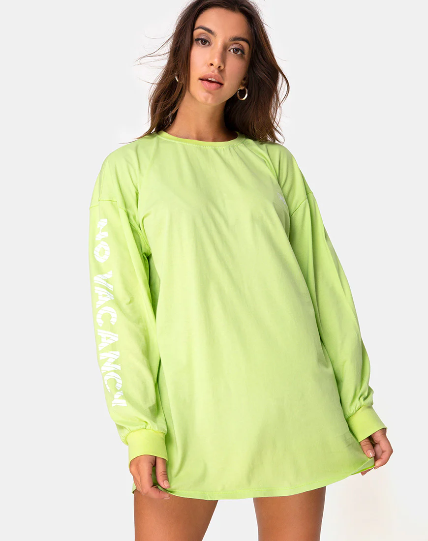 Lotsun Sweatshirt in Motel No Vacancy Fluro Green - Awmao