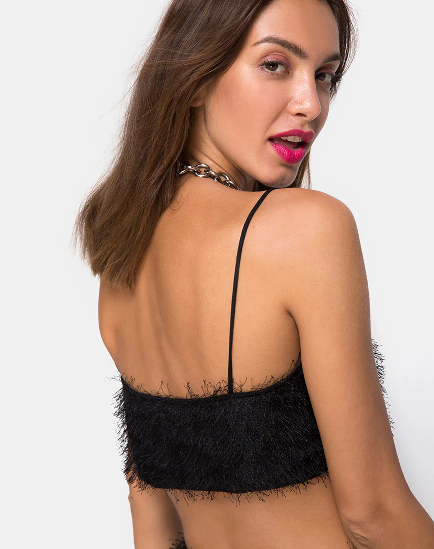 Balien Crop Top in Fringe Black - Awmao