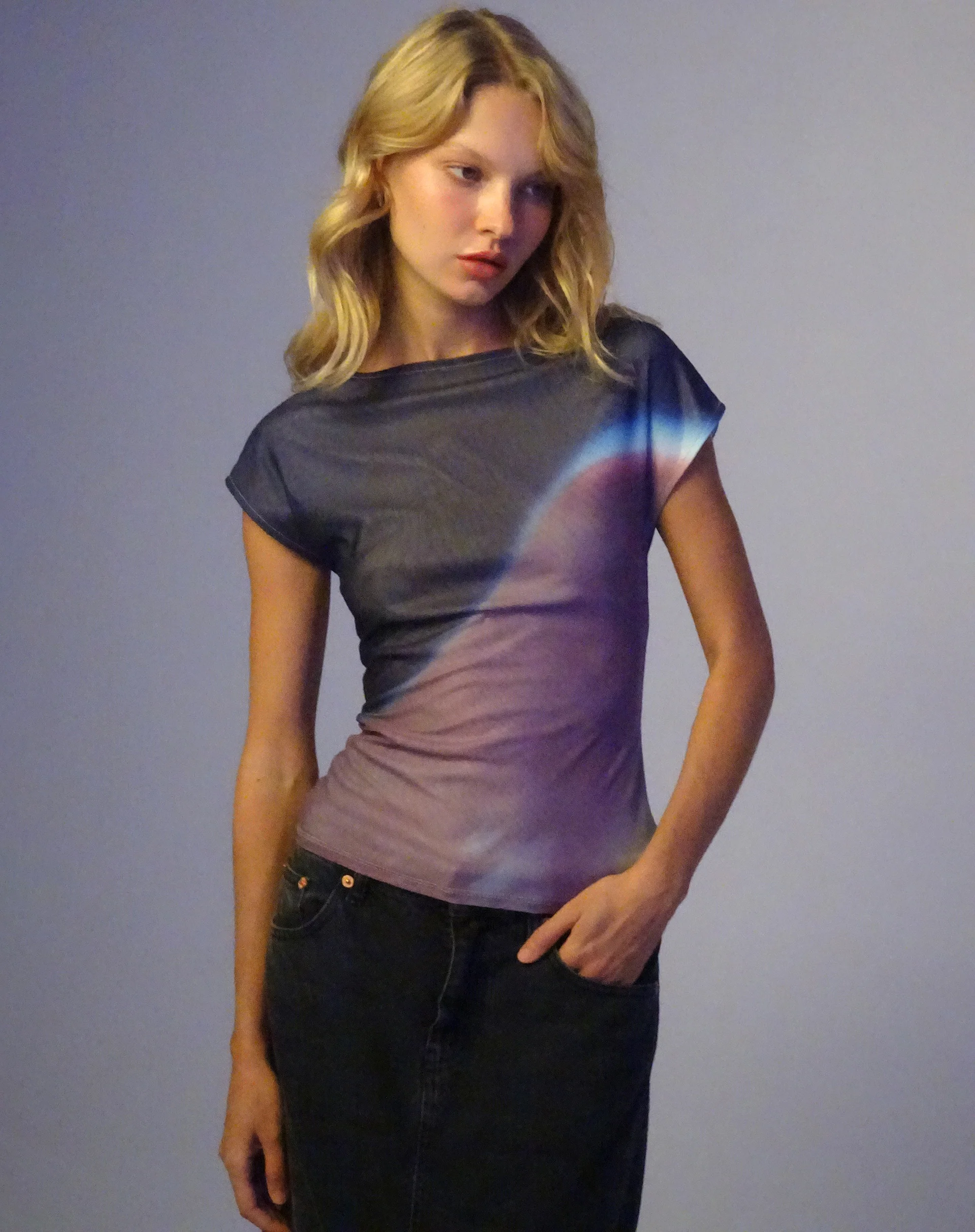 Nova Top in Mesh Pink Digi Gradient Print - Awmao