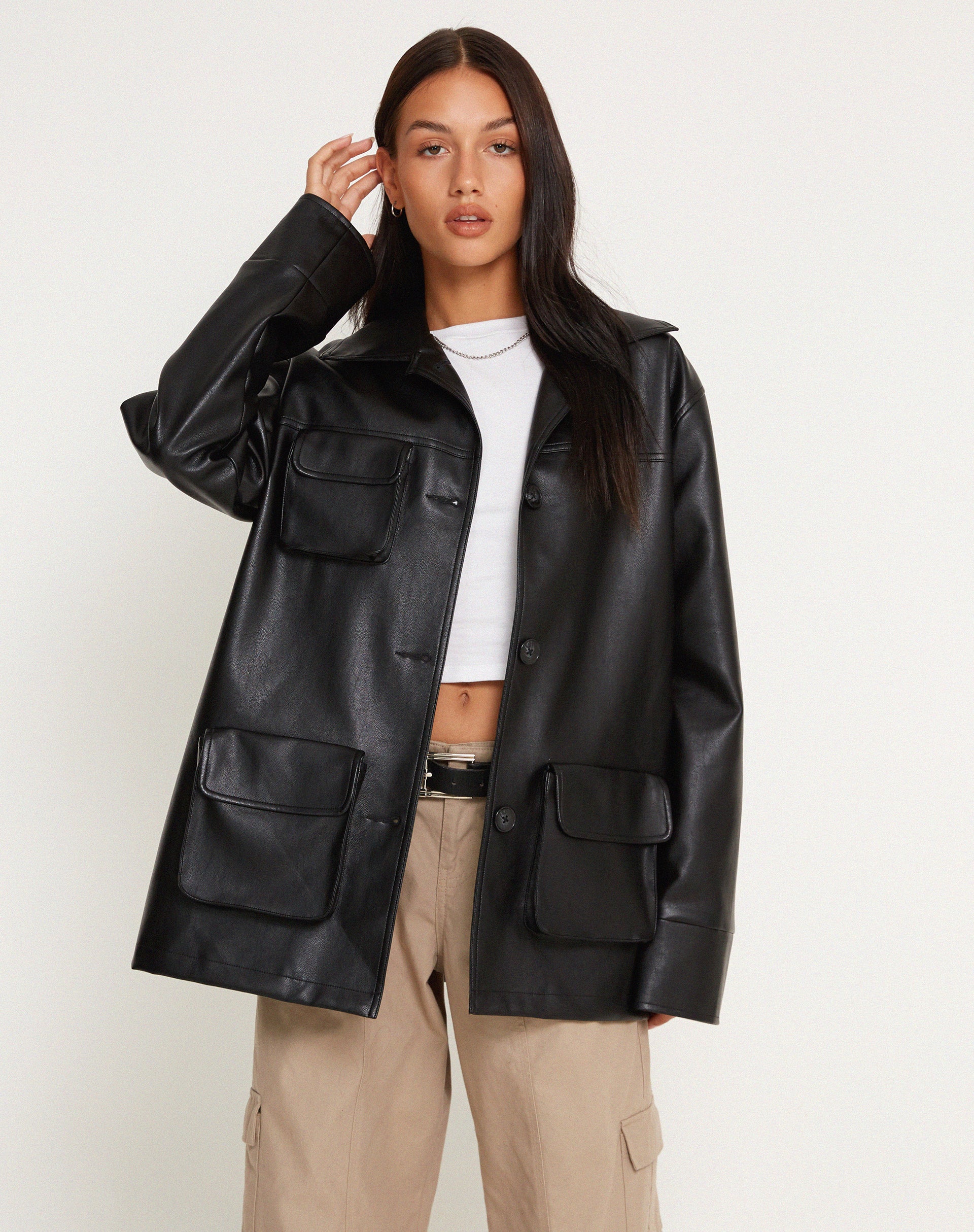 Tavira Jacket in PU Black - Awmao