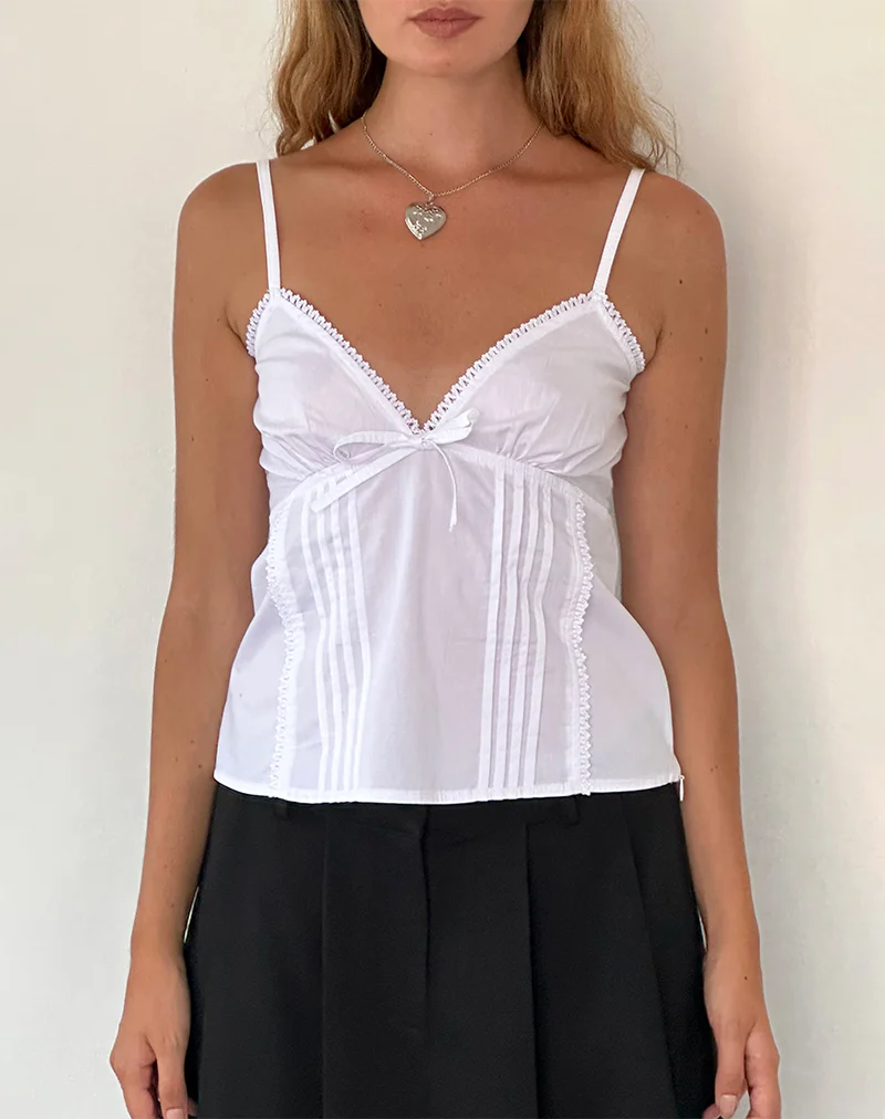 Jepuni Cami Top in White Poplin - Awmao
