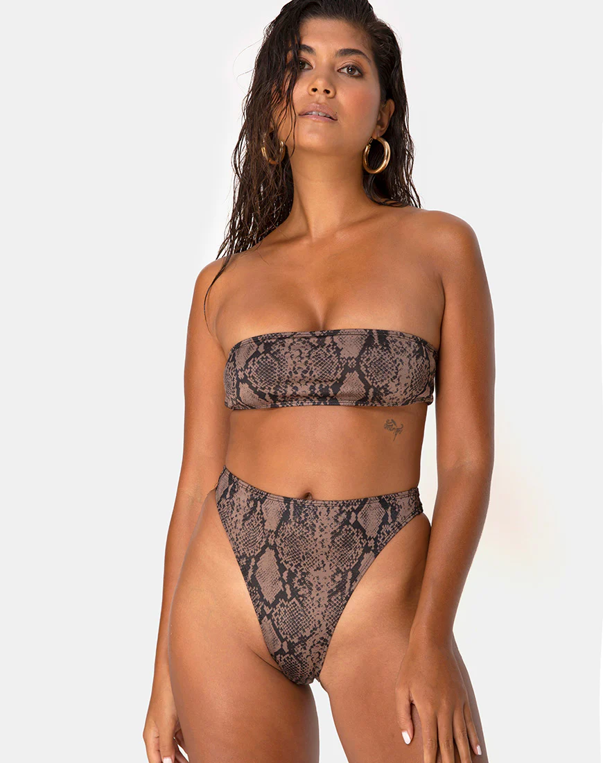 Izarla Bikini Top in Snake Taupe - Awmao